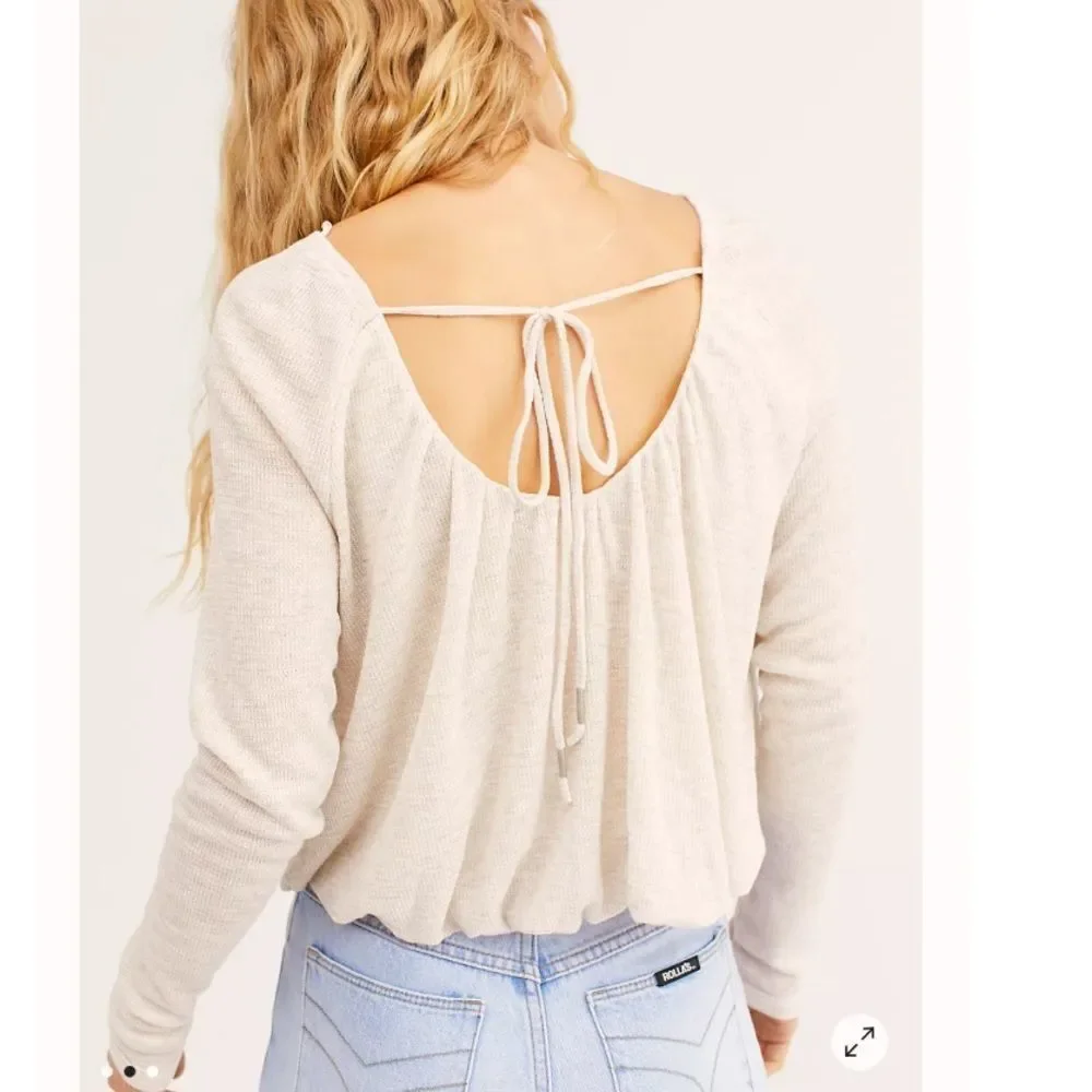 NWT Free People Bondi Thermal Cropped Swing Top in Blue